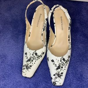 Karen scott sling back cream and black floral